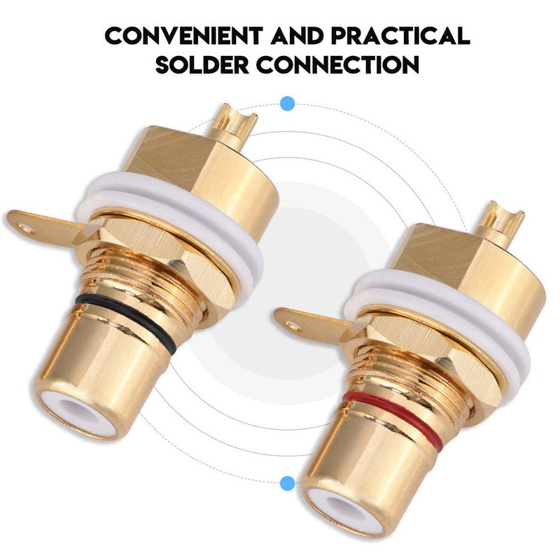 Zerone 2 Pcs Terminal Gold Plated Copper Panel Mount Female Jack Terminal Socket Audio Connector - Image 3